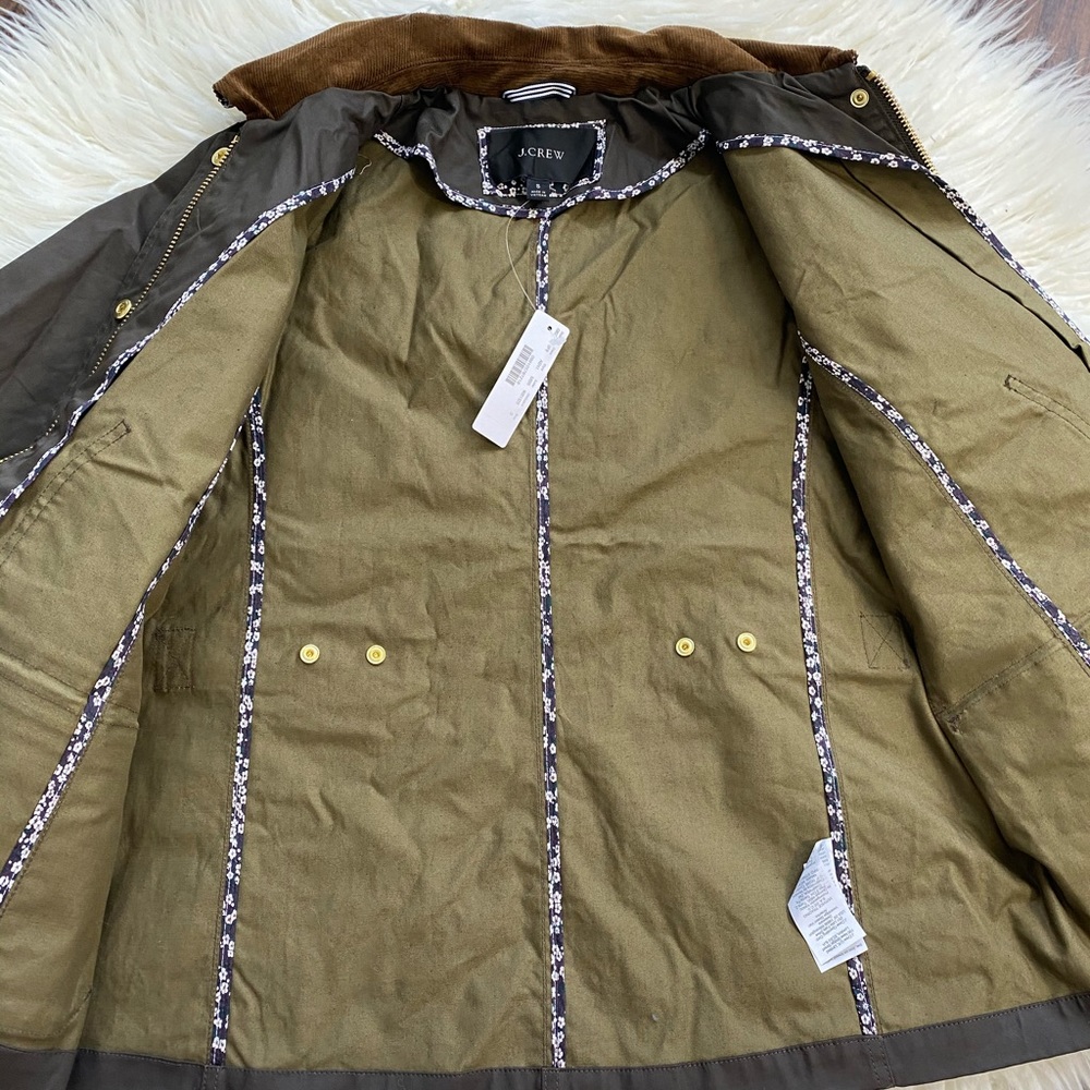 J. Crew Olive Green Jacket with Brown Corduroy Collar - Picture 5 of 8